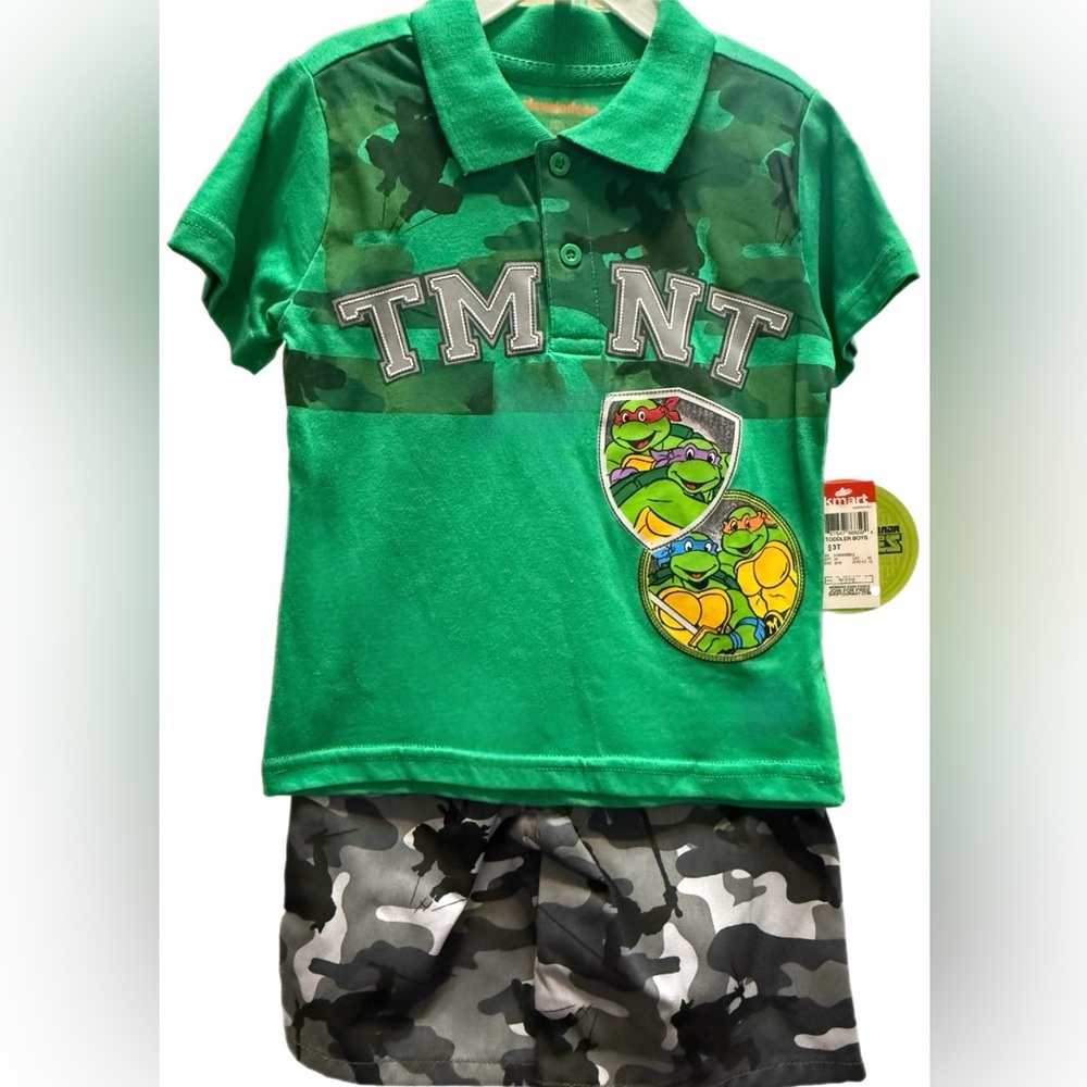 NWT! Teenage Mutant Ninja Turtles 2 Pc. Boys 3T Set - Camo Shorts & Green Shirt